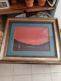 Quadro Vintage anni 70 Tramonto Riccardo Notarini 
