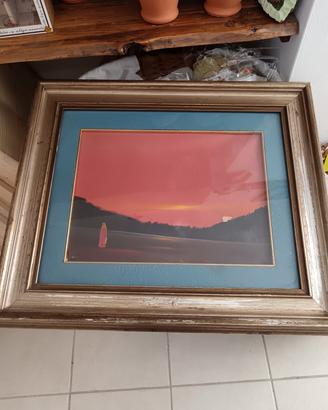 Quadro Vintage anni 70 Tramonto Riccardo Notarini 