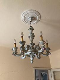 Lampadario sei bracci Capodimonte