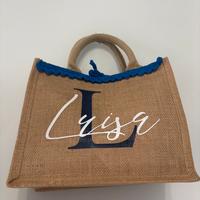 Borsa di Juta decorata a mano PERSONALIZZABILE