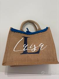 Borsa di Juta decorata a mano PERSONALIZZABILE