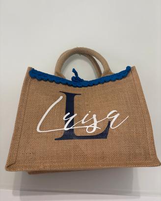 Borsa di Juta decorata a mano PERSONALIZZABILE