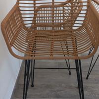 Sgabelli 2 rattan e metallo nero