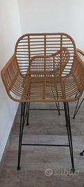 Sgabelli 2 rattan e metallo nero
