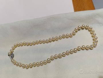 collana perle vere anni 30/40  con rubino