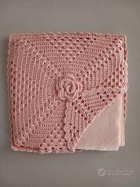Portatovaglioli in lana rosa antico fatto a mano