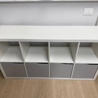 Ikea Kallax 77x147cm bianco con 4 ante grigie