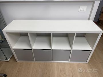 Ikea Kallax 77x147cm bianco con 4 ante grigie
