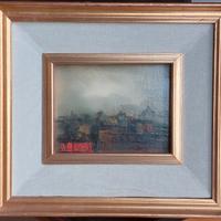 Dipinto olio," Profilo nella nebbia "