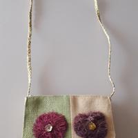 Borsa donna ragazza paglia fiori chiusura zip