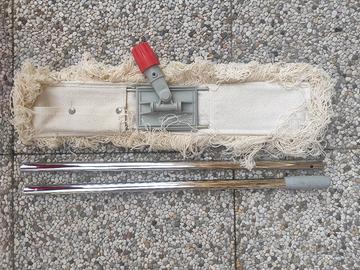 5 scopa a frangia lineare 60 cm con manico 140 cm