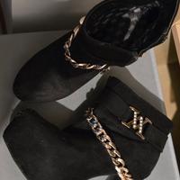Scarpa/tronchetto nero/oro