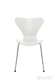 SEDIA FRITZ HANSEN 3107 CROMO BIANCO ARNE JACOBSEN