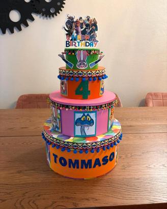 Torta per compleanno 4 piani a tema Zootropolis