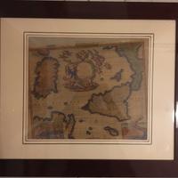 Quadro cartina/pergamena,regno delle 2 Sicilie rar