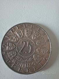 Moneta argento 25 scellini