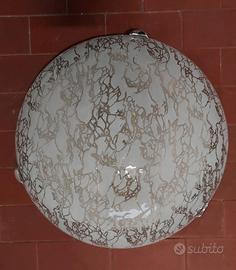 Plafoniera vetro chiaro striato effetto marmo