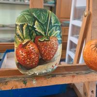 Le fragole- sasso dipinto a mano