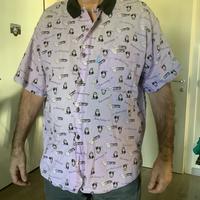 Camicia uomo mezze maniche sfondo malva