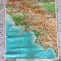 Carta fisica politica Campania telata vintage.