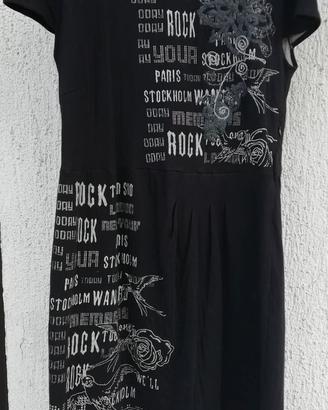 Vestito nero con stampa "rock"