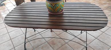TAVOLO DA GIARDINO 160 x 85 IN LEGNO CON 10 SEDIE