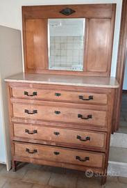 Cassettone con specchiera e ripiano in marmo