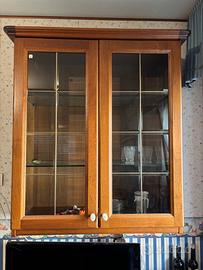 Credenza/Vetrinetta in legno e vetro con 3 ripiani