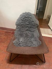 IKEA POLTRONCINA RATTAN x2 con pelle grigia