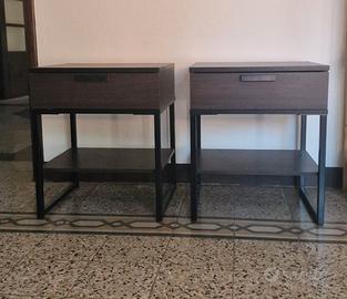 2 comodini abbinati marrone con cassetto e ripiano