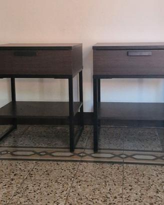2 comodini abbinati marrone con cassetto e ripiano
