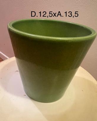 Elegante Vaso Smaltato Verde per Interni