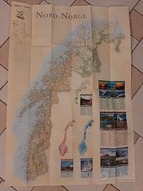Norvegia mappa 1:1000000 vintage con guida turisti