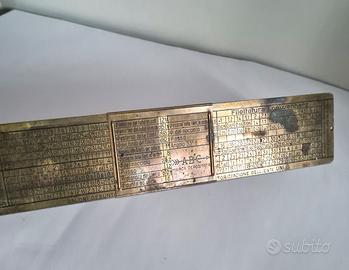 Regolo calcolatore vintage in ottone per filettatu