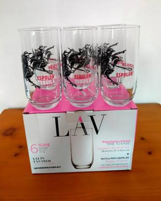 El Espolon Tequila 6 Bicchieri di Vetro Nuovi