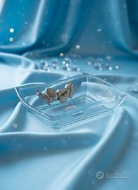 Raro Portaoggetti/Portagioie in vetro e argento 