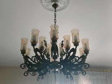 Lampadario anni 20 ottone 