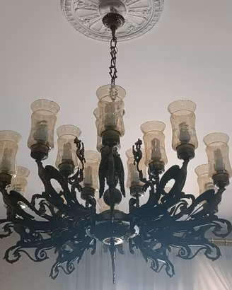 Lampadario anni 20 ottone 