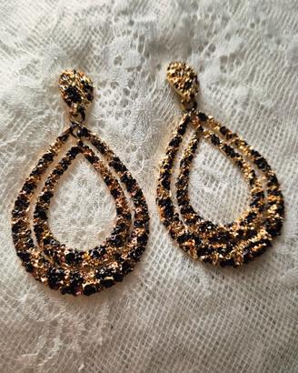 Orecchini pendenti animalier oro e marrone