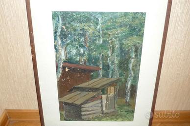 *Village*, 1973, cornice in legno, vetro.