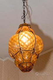 Lampadario Murano color ambra