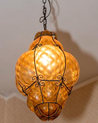 Lampadario Murano color ambra