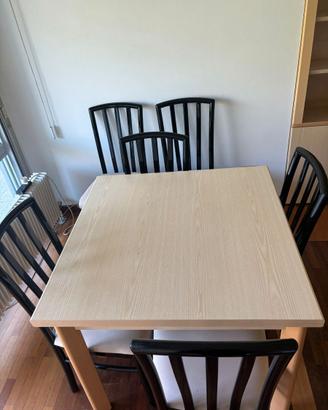 tavolo da pranzo con sei sedie