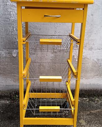 mobiletto cucina salvaspazio giallo con rotelle