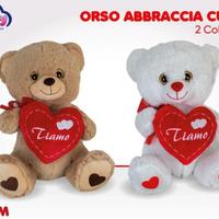 peluche orso abbraccia cuore misura 25 cm