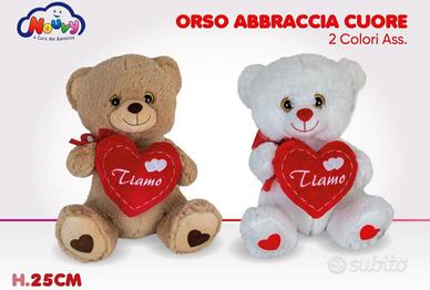 peluche orso abbraccia cuore misura 25 cm