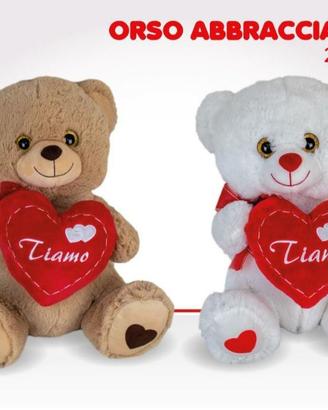 peluche orso abbraccia cuore misura 25 cm