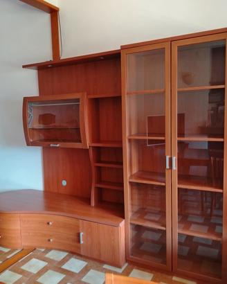 Mobile da parete con libreria e vetrinetta