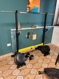 Bilanciere con supporto, dischi e panca