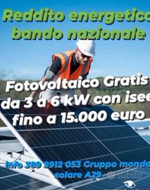 fotovoltaico GRATIS con bando reddito energetico